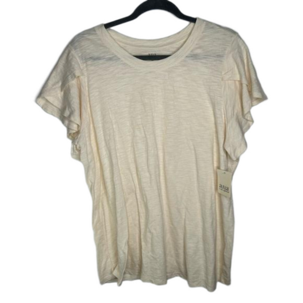 NWT ANA Cotton Slub T with Sleeve detail 0X